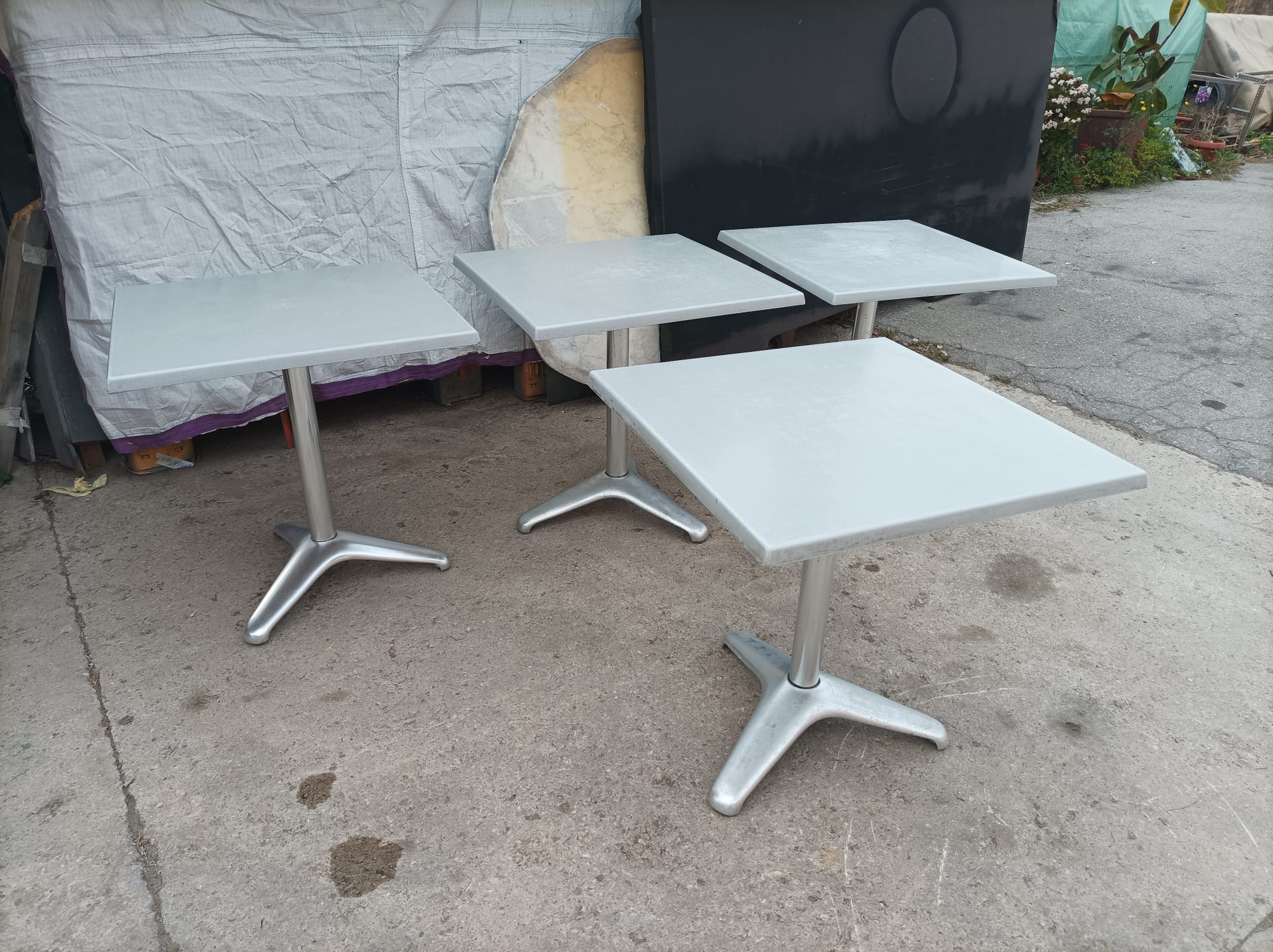 mesa bar madera metal gris 4u.